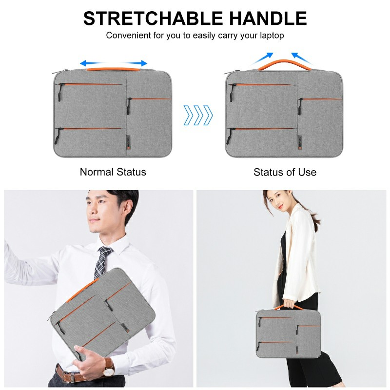 13 inch 360 Degree Protective Laptop Polyester Bag Compatible with 13 Inch Laptop - Grey - Image 8