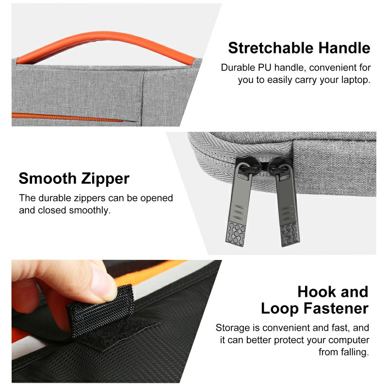 13 inch 360 Degree Protective Laptop Polyester Bag Compatible with 13 Inch Laptop - Grey - Image 6