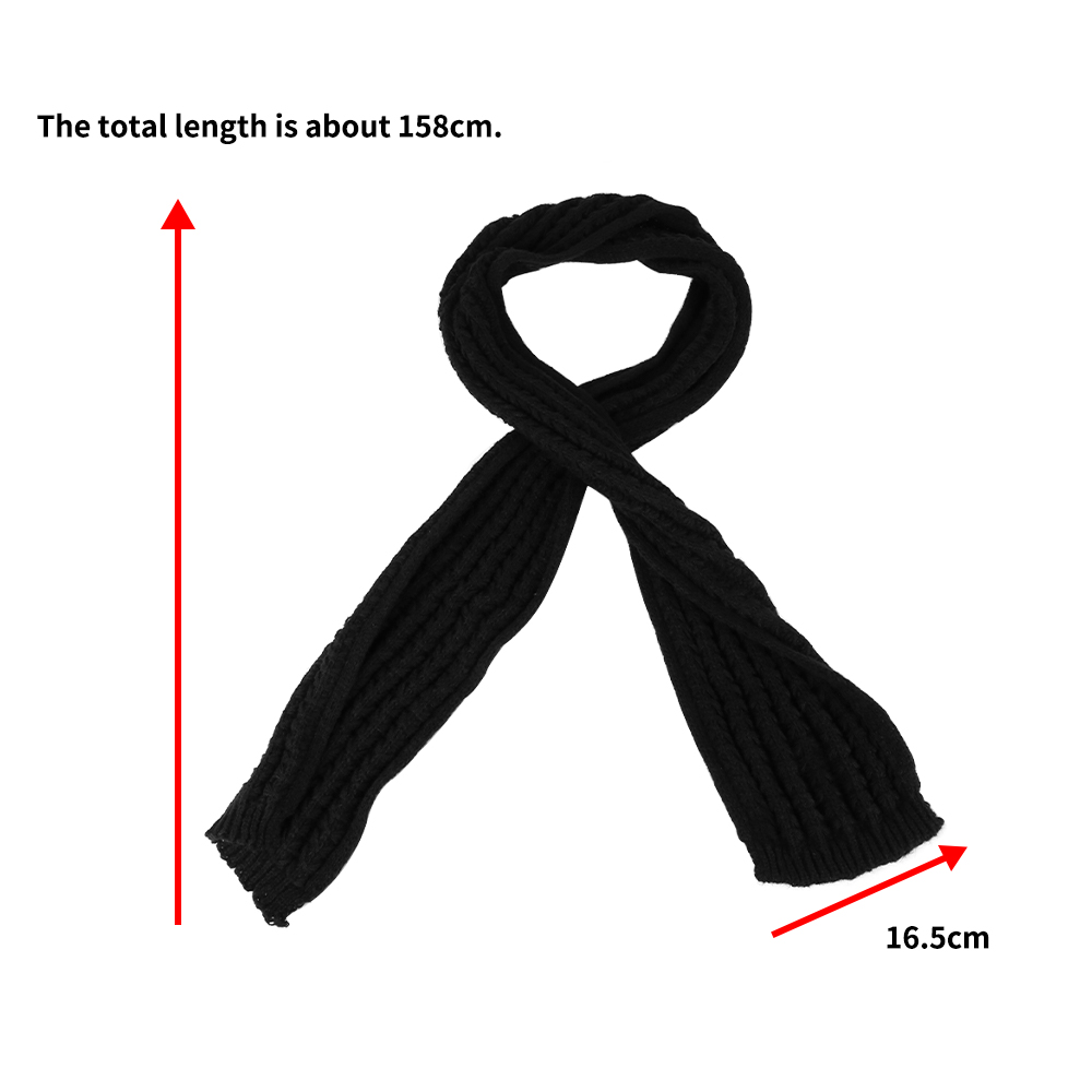 Scarf Women Winter Versatile Solid Color Thickened Woolen Knitted Scarf - Black - Image 2